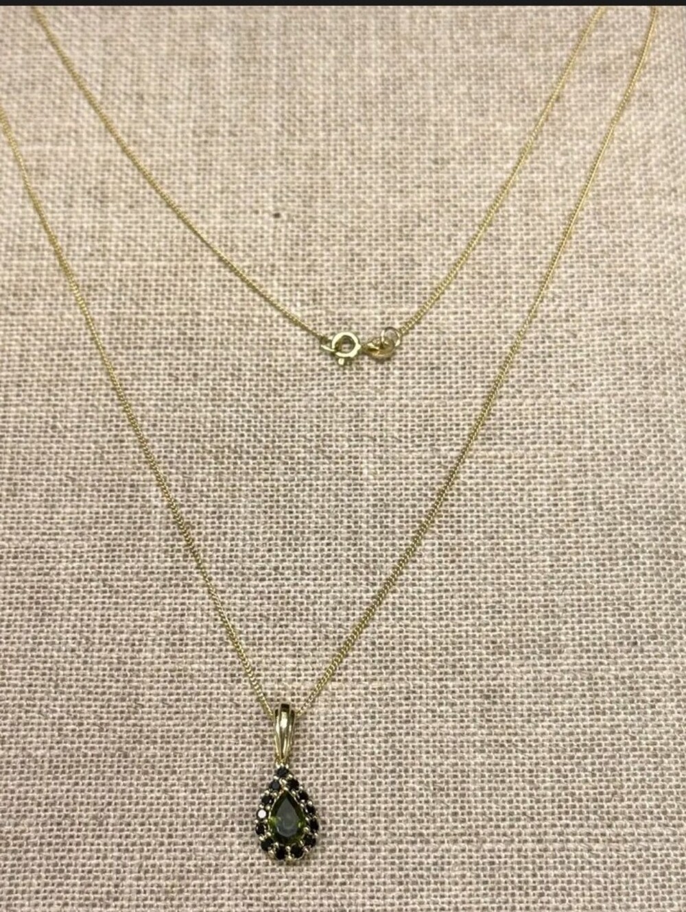 Gold Over Sterling Vesuvianite Thai Black Spinel Necklace